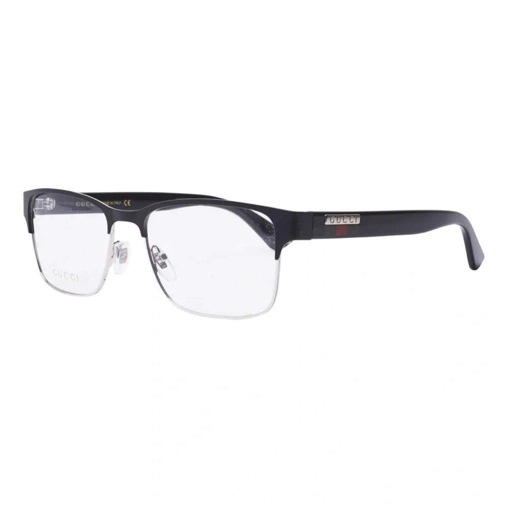 New - GUCCI GG0750O 001 square optical matte black and silver with shiny black…